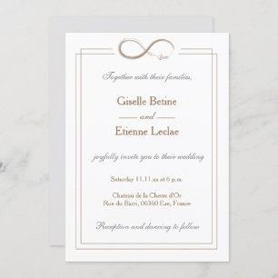 Infinity Sign Gold White Grey Geometric Wedding Invitation