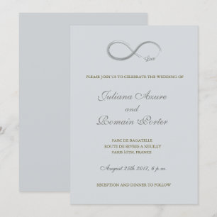 Infinity sign grayish blue  minimalist Wedding Invitation