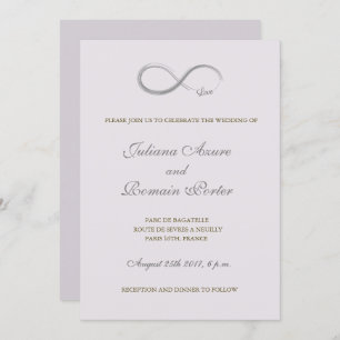Infinity sign lilac grey violet minimalist Wedding Invitation