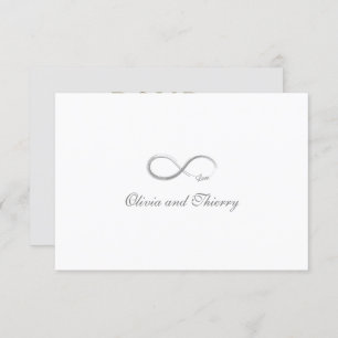 Infinity Sign Unique Grey Gold White Wedding RSVP Invitation
