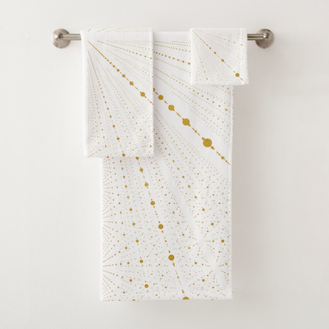 Infinity Space Dots 2 -White and Gold- Bath Towel Set (Insitu)