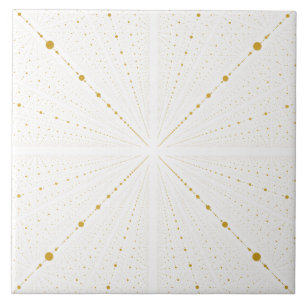 Infinity Space Dots 2 -White and Gold- Ceramic Tile