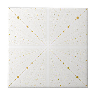 Infinity Space Dots 2 -White and Gold- Ceramic Tile