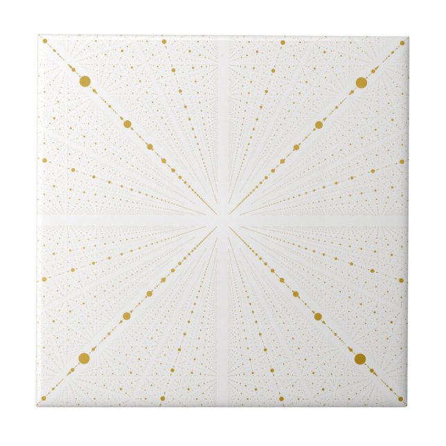 Infinity Space Dots 2 -White and Gold- Ceramic Tile (Front)