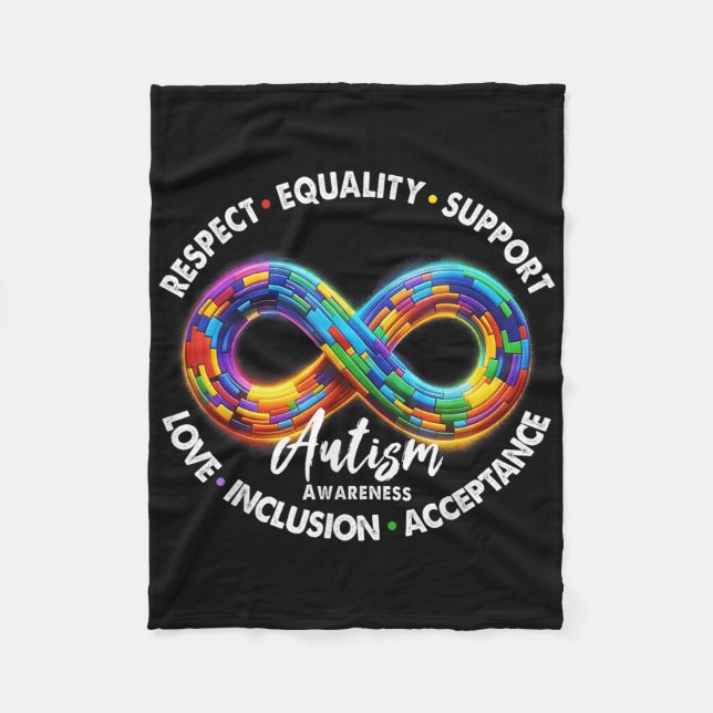 Infinity Symbol Autism Awareness Respect Equality  Fleece Blanket (Front)