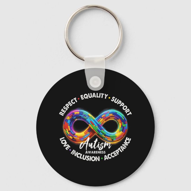 Infinity Symbol Autism Awareness Respect Equality  Key Ring (Front)