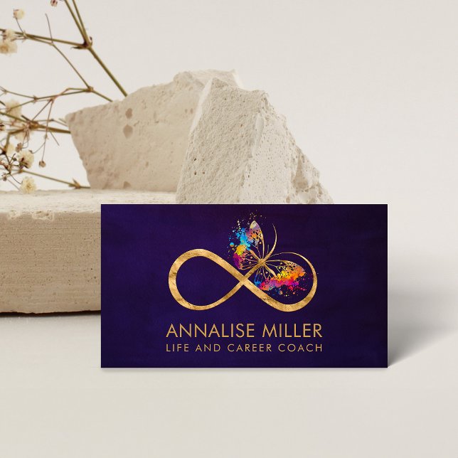 Infinity Symbol Butterfly Colour Splatter Business Card (Creator Uploaded)