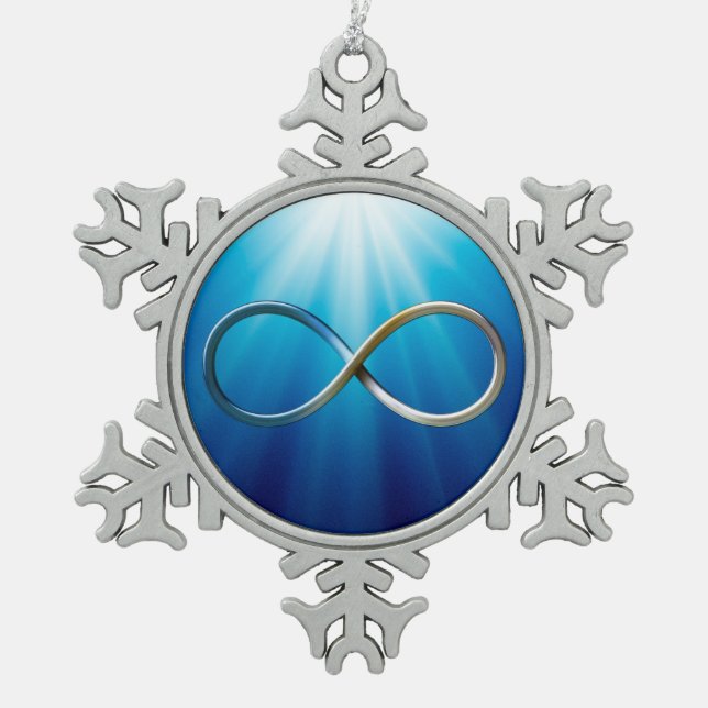 Infinity Symbol | Cool Gifts Snowflake Pewter Christmas Ornament (Front)