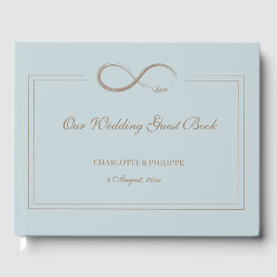 Infinity Symbol Dusty Blue Grey Gold Wedding Guest Book
