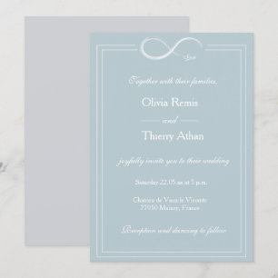 Infinity Symbol Dusty Blue White Elegant Wedding Invitation
