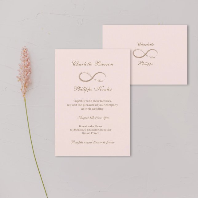 Infinity symbol Elegant Gold Blush Pink Wedding Invitation (Creator Uploaded)