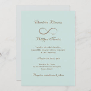 Infinity Symbol Elegant Gold Mint Grey Wedding Invitation