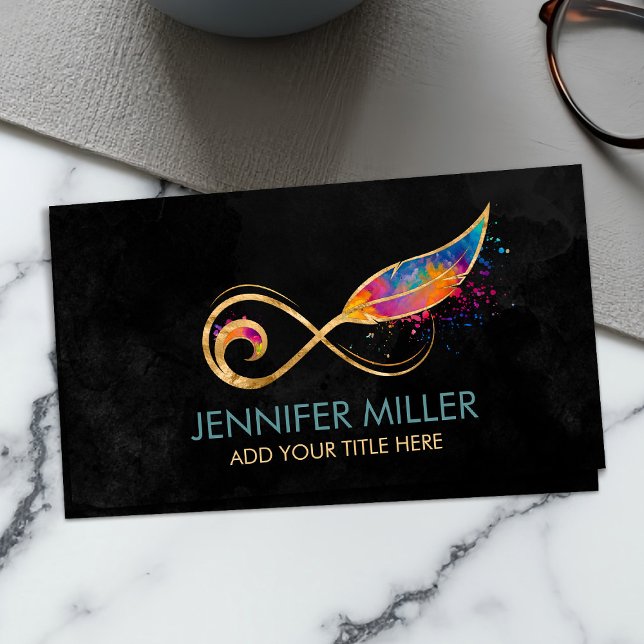 Infinity Symbol Feather - Colour splatter Business Business Card (Creator Uploaded)
