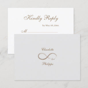 Infinity Symbol Gold White Grey Wedding RSVP Invitation