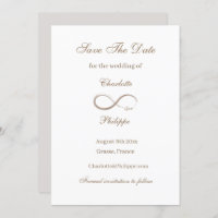 Infinity Symbol Gold White Save The Date Wedding
