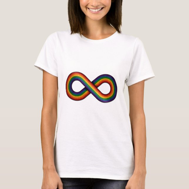 Infinity Symbol in LGBTQ Pride Rainbow Flag T-Shirt (Front)