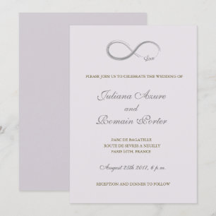 Infinity Symbol Lilac Lavender Minimalist Wedding Invitation