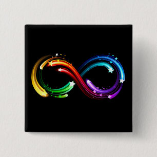 Infinity symbol of rainbow comets 15 cm square badge