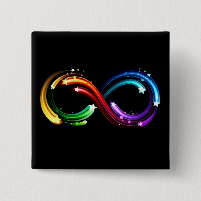 Infinity symbol of rainbow comets 15 cm square badge (Front)