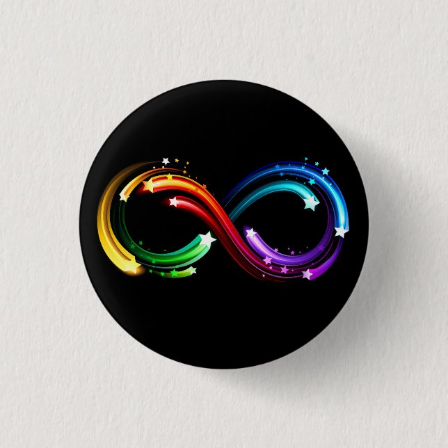Infinity symbol of rainbow comets 3 cm round badge (Front)