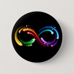 Infinity symbol of rainbow comets 6 cm round badge