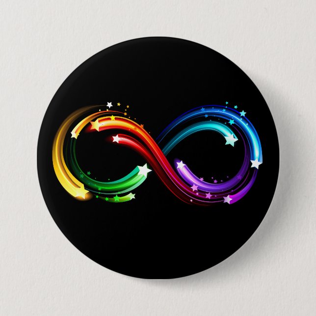 Infinity symbol of rainbow comets 7.5 cm round badge (Front)
