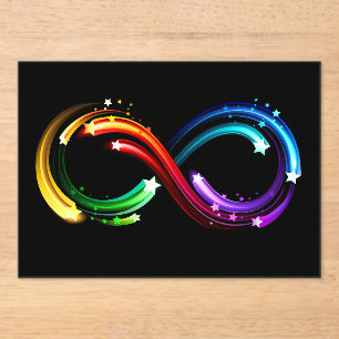 Infinity symbol of rainbow comets acrylic invitations