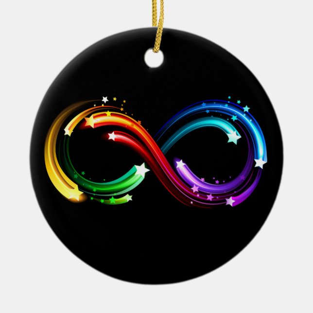 Infinity symbol of rainbow comets ceramic ornament (Front)