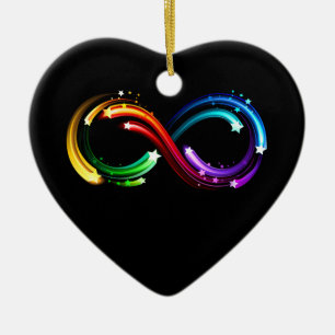 Infinity symbol of rainbow comets ceramic ornament