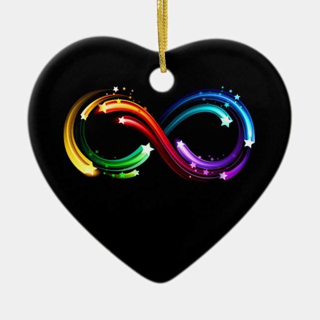 Infinity symbol of rainbow comets ceramic ornament (Front)