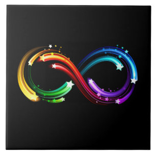 Infinity symbol of rainbow comets ceramic tile