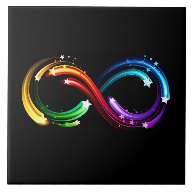 Infinity symbol of rainbow comets ceramic tile (Front)