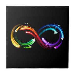 Infinity symbol of rainbow comets ceramic tile