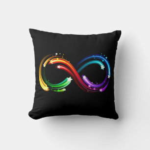 Infinity symbol of rainbow comets cushion