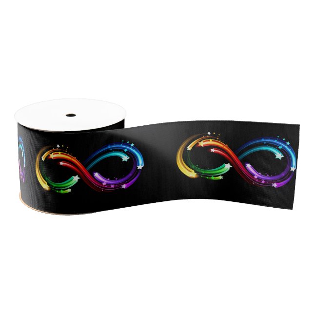 Infinity symbol of rainbow comets grosgrain ribbon (Spool)