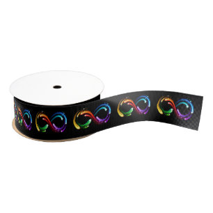 Infinity symbol of rainbow comets grosgrain ribbon