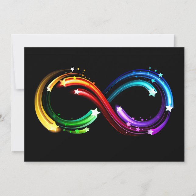 Infinity symbol of rainbow comets invitation (Front)
