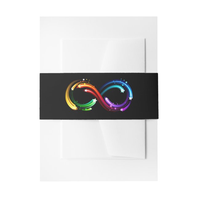 Infinity symbol of rainbow comets invitation belly band (Front Example)