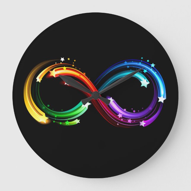 Infinity symbol of rainbow comets large clock (Front)