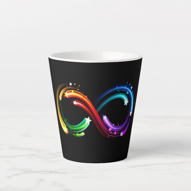 Infinity symbol of rainbow comets latte mug (Front)