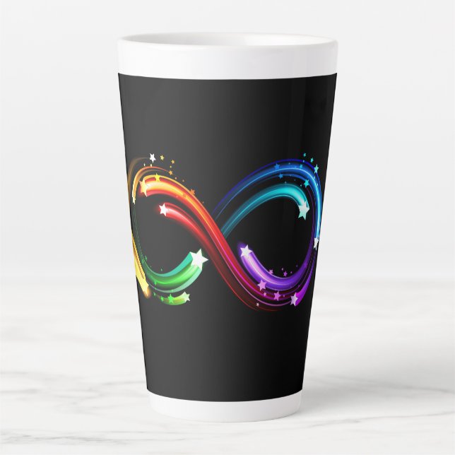 Infinity symbol of rainbow comets latte mug (Front)