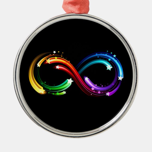 Infinity symbol of rainbow comets metal ornament (Front)