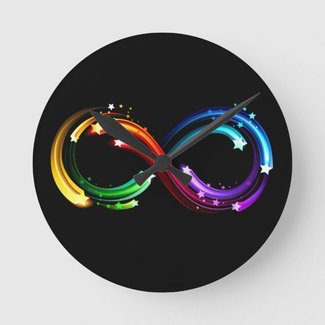 Infinity symbol of rainbow comets round clock (Front)