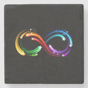 Infinity symbol of rainbow comets stone coaster