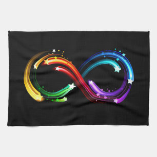 Infinity symbol of rainbow comets tea towel