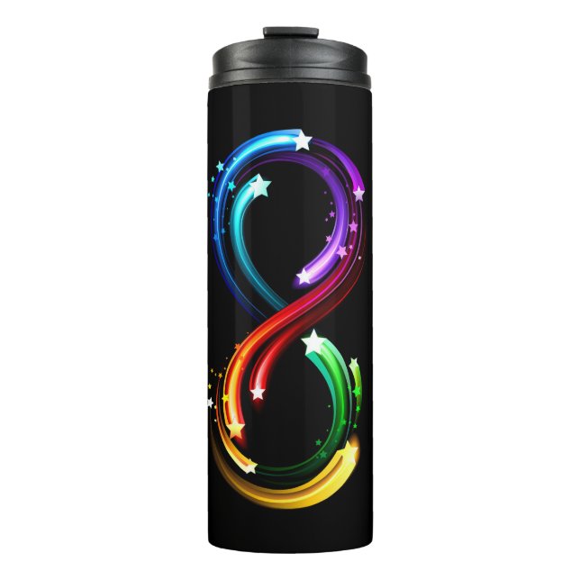 Infinity symbol of rainbow comets thermal tumbler (Front)