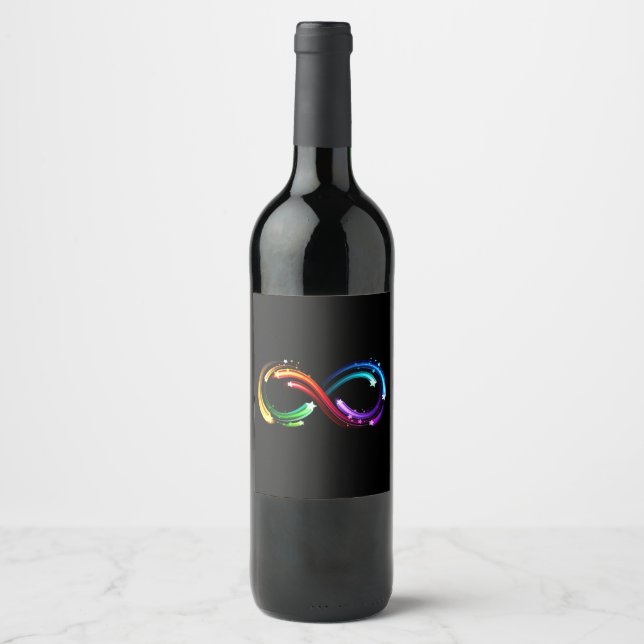 Infinity symbol of rainbow comets wine label (Front)
