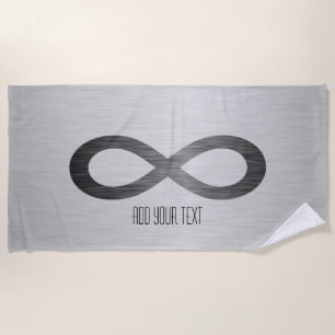 Infinity Symbol on Faux Metal Texture by STaylor Beach Towel