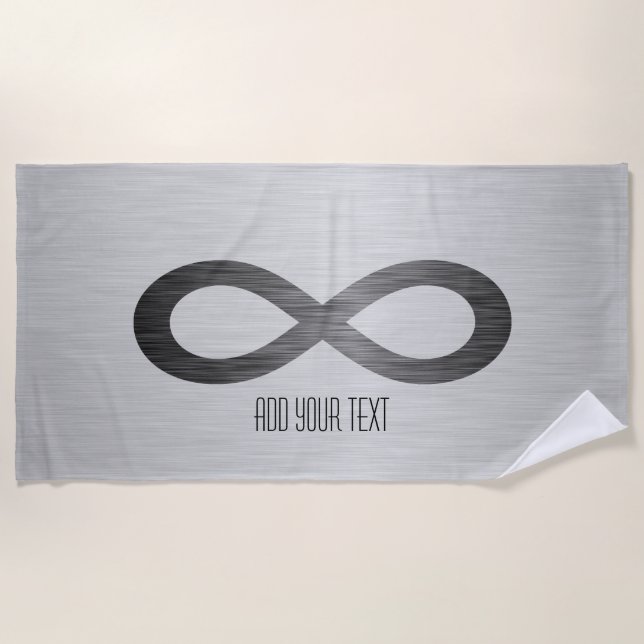 Infinity Symbol on Faux Metal Texture by STaylor Beach Towel (Front)