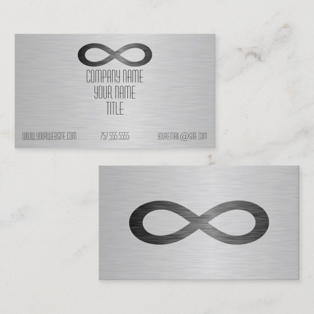 Infinity Symbol On Faux Metal Texture by STaylor Business Card (Front/Back)